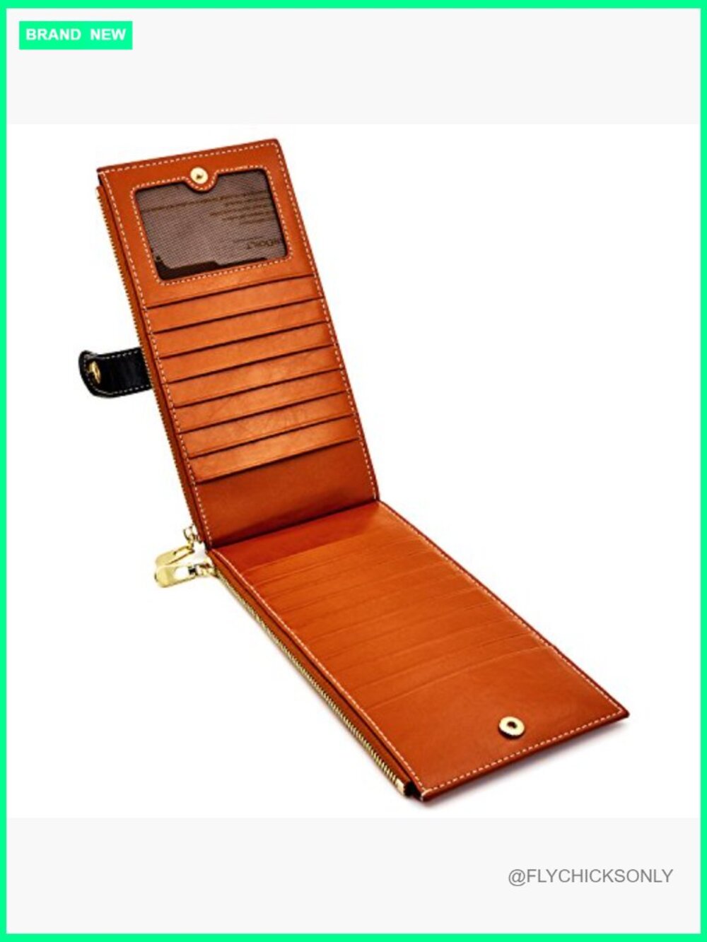 Genuine Leather RFID Blocking Zip Around Wallet with Credit Card Holders - Picture 3 of 7